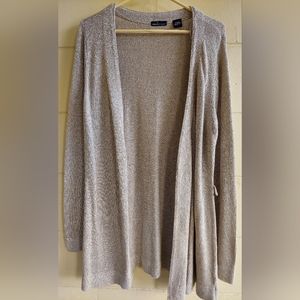 Moda International Linen Blend Beige Long Open Belted Cardigan Neutral Women’s L